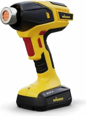 Produktbild von WAGNER akkubetriebene Heißluftpistole Furno 550, mit LED Anzeige, 5 Temparatureinstellungen von 300- Max. 610°C, inkl.Reflektor und Breitstrahldüse