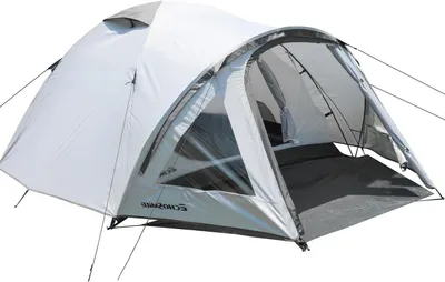 Obrázek produktu pro Stanovací stan pro 4 osoby - kopulovitý stan - pro rodinné kempování - PU5000, voděodolný - 210 x 220 cm - bílý a šedý