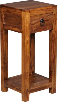 Produktbild von Wohnling Massivholz Beistelltisch MUMBAI Telefontisch 30 x 30 x 68 cm mit Schublade