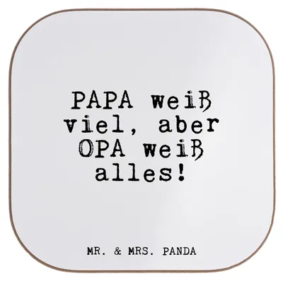 Produktbild von Mr. & Mrs. Panda Untersetzer für Gläser PAPA weiß viel, aber... - Weiß - Geschenk, Vatertag, Opa, Glas, Vater, Sprüche, gläseruntersetzer, Coaster, Tischuntersetzer