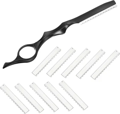 Imagen del producto de Kit de peine para cortar el cabello, de 11 piezas, con 10 cuchillas de acero inoxidable, ideal para peluqueros y uso doméstico