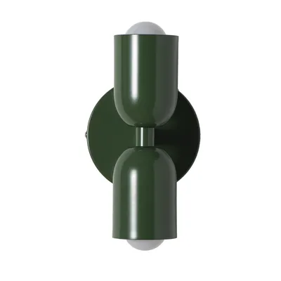 Produktbild von TWIN Wandleuchte E27 2-flammig, grüne Metalllampe mit Up Down Beleuchtung, moderne Wandlampe für Schlafzimmer Flur Wohnzimmer