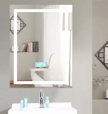 Produktbild von Badspiegel mit Beleuchtung,Badezimmerspiegel mit Beleuchtung, mit Zwei Bluetooth Lautsprecher, Beleuchtete Touch Control Dimmbar 600x800mm