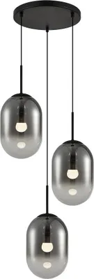 Image de Suspension ALIAS noire 3xE14x40W en verre, dimensions : 163x43x43 cm, IP20, Milagro
