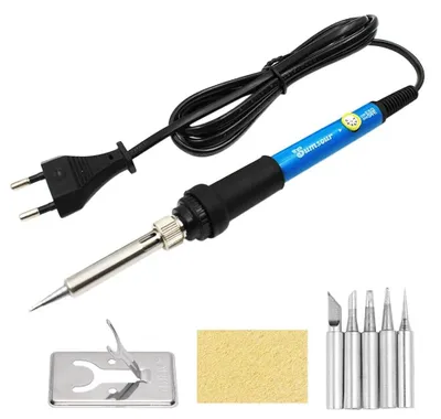 Image de Fer à souder électrique, régulation de température réglable, pointes interchangeables, kit 60 W Set-2, prise UE 220 V