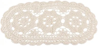 Obrázok produktu pre Ubrus 30 x 60 cm, oválny, ručne háčkovaná bavlna, vintage čipka, pre jedálenský stôl