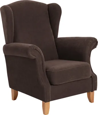 Produktbild von Max Winzer Ohrenbackensessel Verita - Velourstoff braun - Maße: 88 x 84 x 108 cm