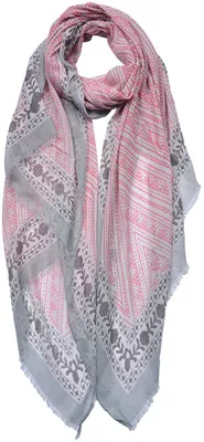 Produktbild von Clayre & Eef Gemusterter Damenschal 90x180 cm Rosa Synthetisch
