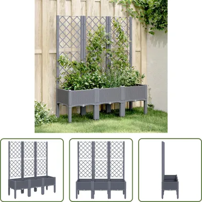 Produktbild von The Living Store Pflanzkübel mit Rankgitter Grau 120x40x142 cm PP