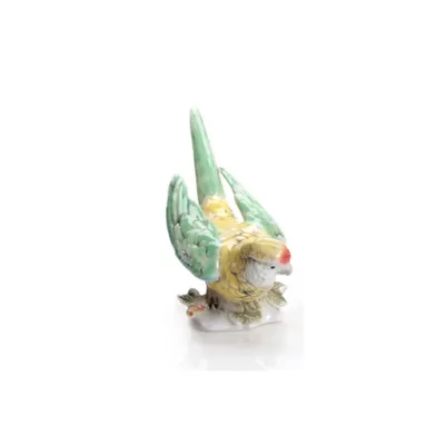 Image de Figurine en porcelaine « Ara » verte, 21 cm – Objet décoratif fait main