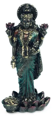 Lakshmi-Figur aus Kunstharz, 8 cm, mehrfarbig, Hindu-Göttin des Glücks