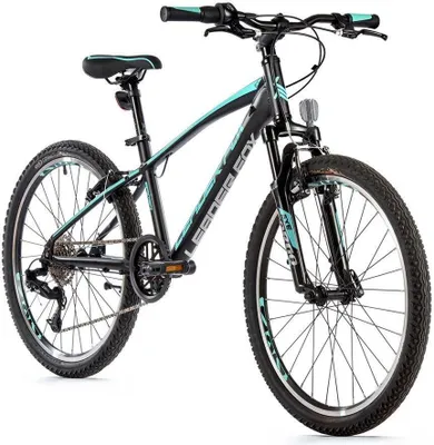 Produktbild von 24 Zoll Alu Leader Fox Spider Boy Fahrrad 8 Gang S-Ride MTB Schwarz Türkis