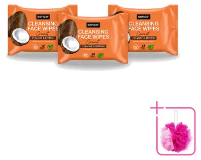 Produktbild von 3 x Sence Coconut Gesichtsreinigungstücher - Pflegend - 20 Tücher - Sparpackung - 3 Stücke