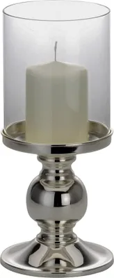 Produktbild von Windlicht "Romantik" auf Kugelfuß, versilbert glatt poliert, H 29,2 cm