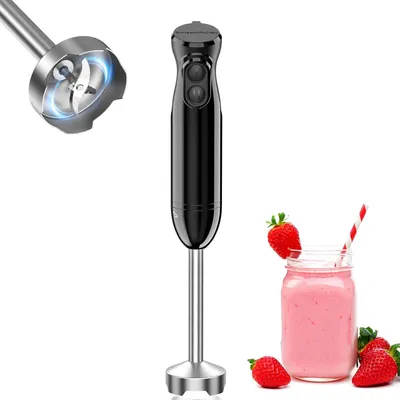 Produktbild von 1000W Stabmixer Edelstahl mit 2 Geschwindigkeiten, Elektrischer Pürierstab mit Edelstahlklingen, für Suppen, Smoothies, Saucen & Babynahrung