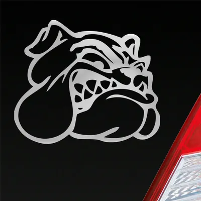 Produktbild von Auto Aufkleber Bulldogge Hund Tier Animal Dogge 12x10 cm Silber Sticker Heckscheibenaufkleber