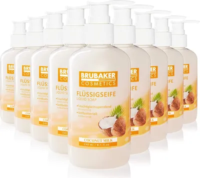Immagine prodotto di BRUBAKER Cosmetics sapone liquido lavamani in pratico dispenser - deterge e idrata delicatamente, cocco, confezione da 10 (10 x 240 ml)