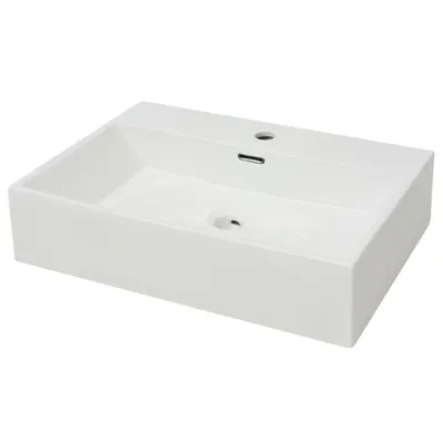 Immagine prodotto di vidaXL Lavabo con foro per rubinetto in Vetroceramica bianca 60,5x42,5x14,5 cm - Lavabo da bagno