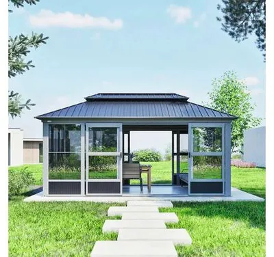 Image de Pavillon Sojag Olan 1017 avec parois latérales et moustiquaire, 5 x 3 m