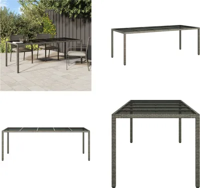 Produktbild von vidaXL Gartentisch Grau 250x100x75 cm Hartglas und Poly Rattan - Gartentisch - Gartentische - Tisch - Tische