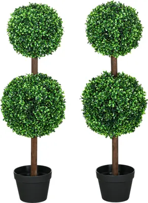 Produktbild von Künstliche Pflanzen 2er-Set Buchsbaum 90 cm Kunstpflanze Kunstbaum Deko-Pflanze Indoor Outdoor Grün