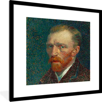 Produktbild von MuchoWow® Gerahmtes Poster Selbstporträt - Gemälde von Vincent van Gogh 40x40 cm - Poster mit Schwarzem Bilderrahmen Wandposter Rahmen Foto Bilder - Poster - Plakat im Rahmen