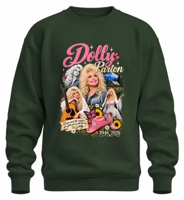 Obrázek produktu pro Dolly Parton, countryová legenda, zpěvačka, 1946-2026, mikina s kapucí, barva: zelená, velikost: XL