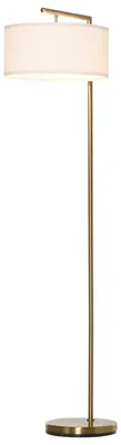 Obrázek produktu pro Stojací lampa – Klasický design s stínidlem z lnu | Barva: zlatá + bílá | Rozměry: 37x47x153 cm