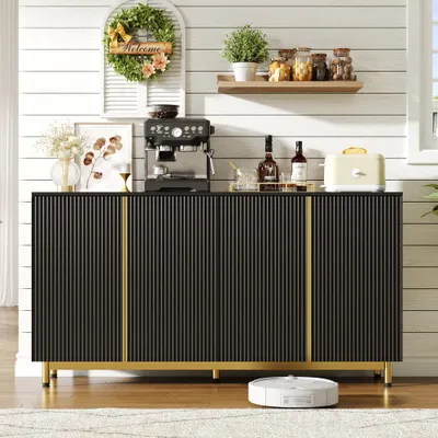 Produktbild von Schwarzes Sideboard – Buffet – Anrichte – Küchenschrank – Buffet mit Stauraum – 150 cm breit