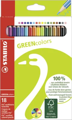 Image de Crayon de couleur écologique - STABILO GREENcolors - Pack de 18 couleurs