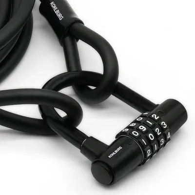 Productafbeelding van Famanu kabelslot, 5 meter lang, met cijfercombinatie - stalen kabel met klittenbandsluitingen