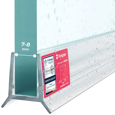 Produktbild von STEIGNER Duschtürdichtung UK24 120 cm (1 Stk.) Transparent - Dichtung gerade für Eckeinstieg Dusche oder Fünfeckdusche mit Duschtür 7-8 mm - Perfekte Passform, Einfache Montage, Ästhetisches Finish