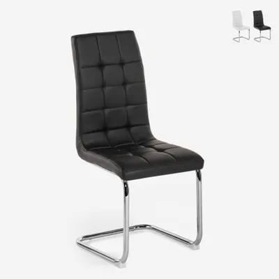 Image de Chaise cuisine salle à manger élégante similicuir dossier haut Dudak - Noir