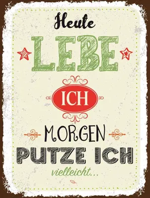 Produktbild von vianmo Holzschild 40x30 cm heute lebe ich morgen putze Spruch Zitat