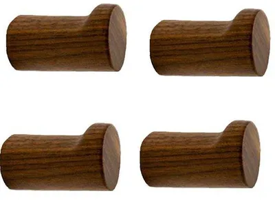 Productafbeelding van Set houten wandhaken, houten ophanghaakjes, stevige deurhaken, walnoothout