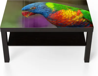 Produktbild von DEQORI Couchtisch 90x55 cm Schwarz 'Bunter Regenbogenliket' Glas Beistelltisch