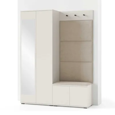 Produktbild von Garderoben-Set Napoli Version 3: Kleiderschrank mit Polsterpaneelen, Schuhschrank Flur und Eingangsbereich (Cashmere/Trinity 03)