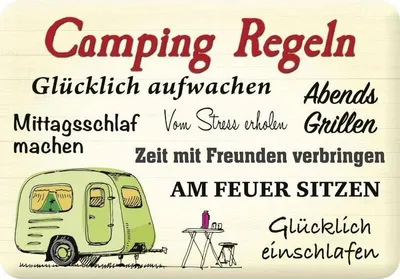 Produktbild von Kulthänger Blechschild Camping Regeln KH 081