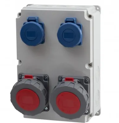 Produktbild von IP65 Stromverteiler Wandverteiler Steckdosen verdrahtet R-300 CEE 2x16A  2x230V
