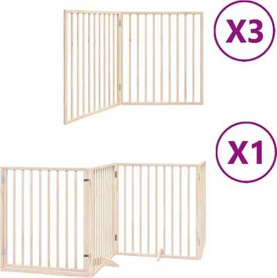 Immagine prodotto di vidaXL Cancelletto per cani da 10 pezzi con porta pieghevole 800 cm in legno di pioppo