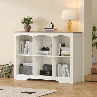 Immagine prodotto di Libreria a 6 scomparti, dimensioni 106 x 34 x 80 cm, colore bianco e marrone