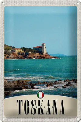 Produktbild von Blechschild Reise 20x30cm Toskana Italien Häuser Meer