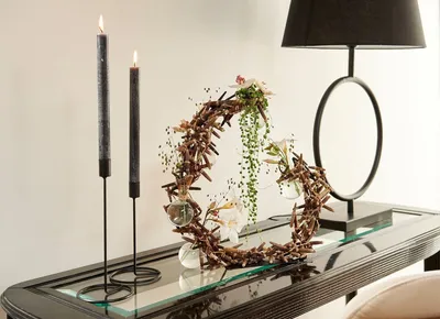 Produktbild von Kerzenständer in Schwarz oder Gold, wählbar, Höhe 20cm | Kerzenhalter aus Metall, Farbe:Schwarz