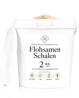 Produktbild von Flohsamenschalen 2kg Eimer - 99% reine Flohsamen - 100% Qualität