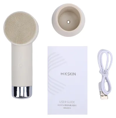 Produktbild von Gesichtsreinigungsbürste 2-in-1, wiederaufladbarer Gesichtsreiniger mit beheizbarem Massagekopf, elektrischer Vibration, Peeling- und Massagefunktion, Gesichtsreiniger KD307A