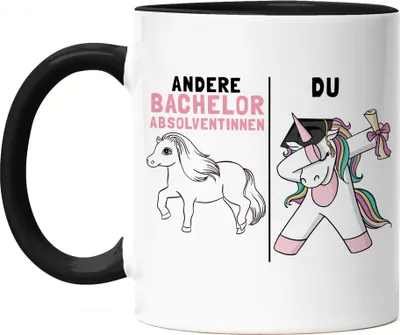 Produktbild von Andere Bachelorabsolventinnen Du Tasse Schwarz Pferd Einhorn Geschenkidee Lustig Studentin Studium Hochschule Uni