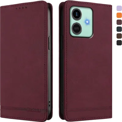 Obrázek produktu pro Pouzdro pro Honor Play10, retroPolyuretankožené flip pouzdro s stojánkem a přihrádkami na karty Červený