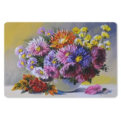 Produktbild von MuchoWow® Schreibtischunterlage Ölfarbe - Blumen - Stilleben 60x40 cm - XXL Mauspad - Großes Mauspad