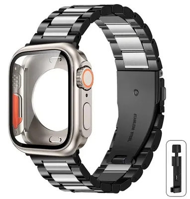 Produktbild von Smartwatch-Armband - APB1494 - Vollabdeckung - Edelstahl - Schützendes Gehäuse - Schwarz-Silber-Titanium - 40 mm - Series 6 SE 5 4