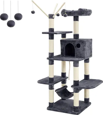 Produktbild von XXL Kletterbaum mit Hängematte, stabil, 154cm, grau